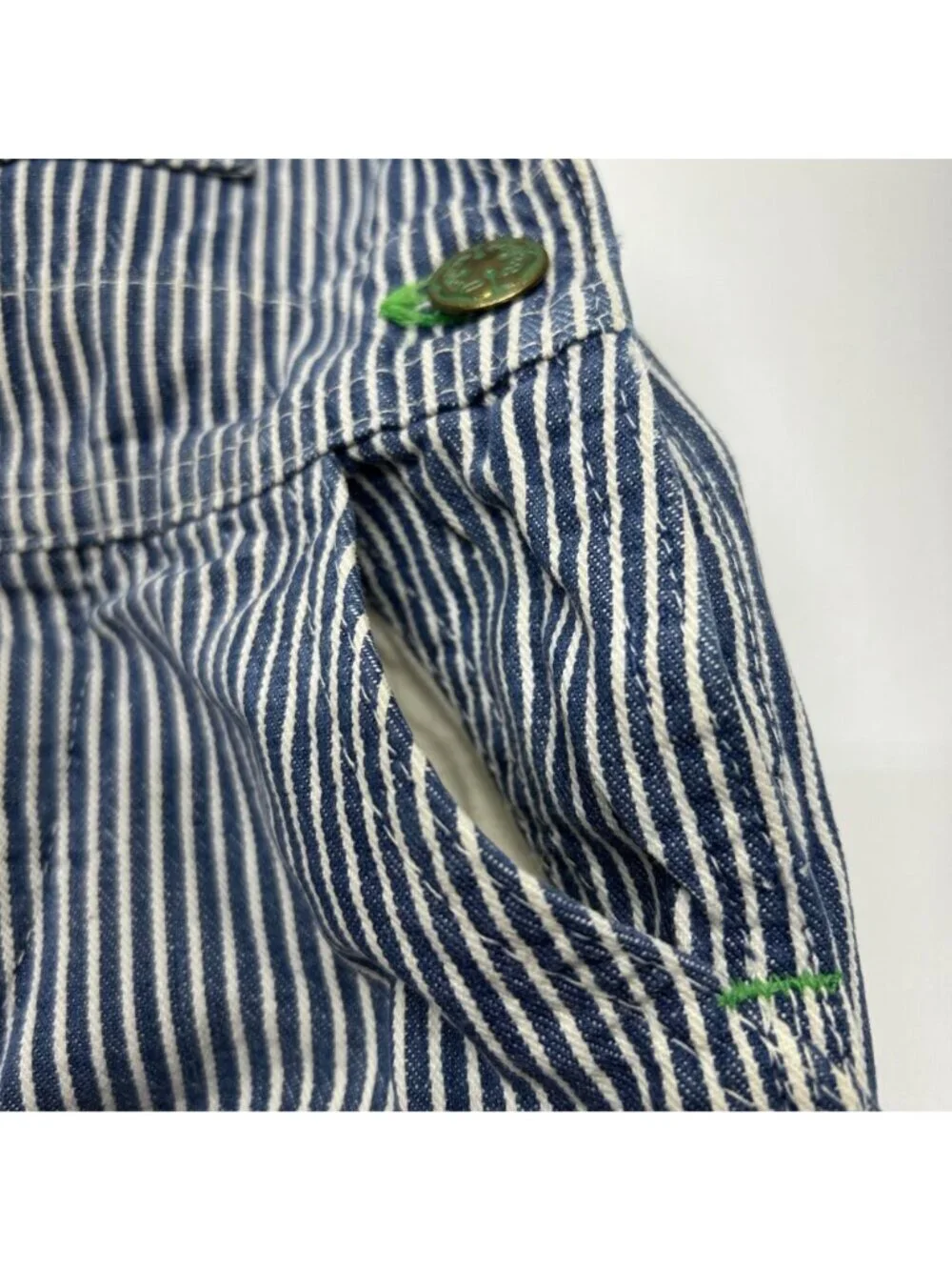 Vintage OshKosh BGosh Sanforized Blue & White Striped Overalls Adjustable Straps